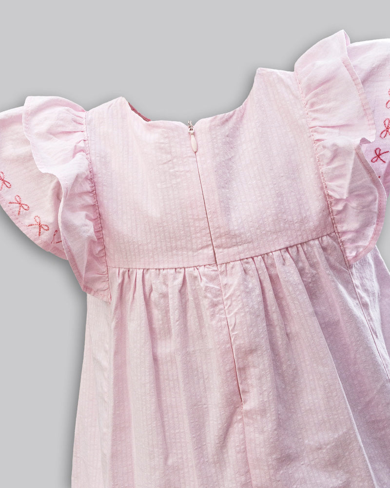 Vestido Anarruga Manga Curta Rosa - ANJOS BABY