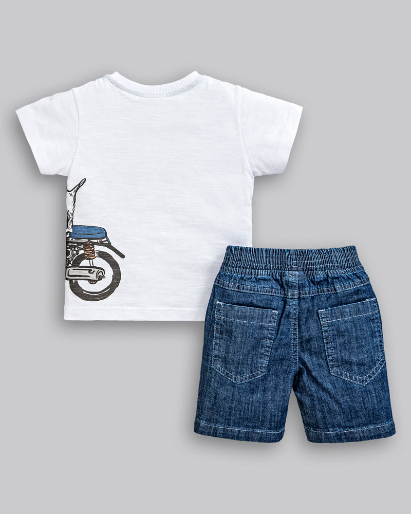 Conjunto Camiseta Malha e Bermuda Jeans - ANJOS BABY