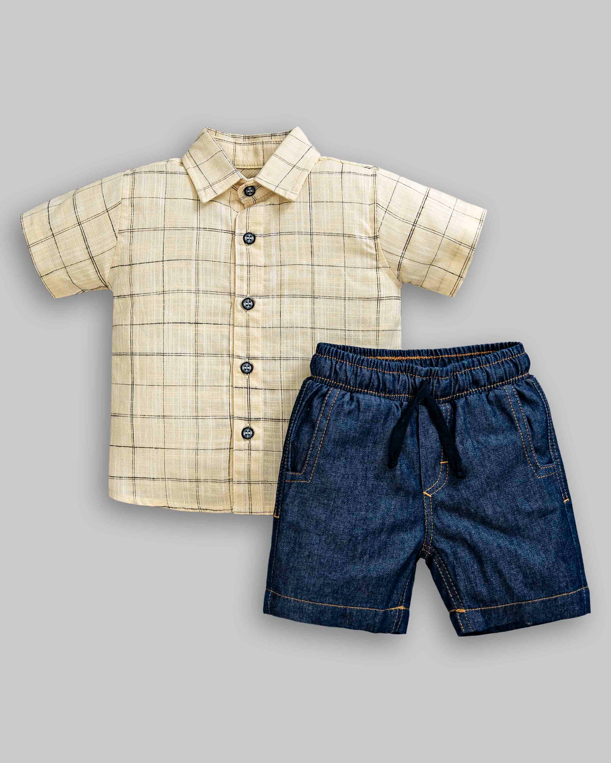 Conjunto Camisa Linho e Bermuda Jeans - ANJOS BABY