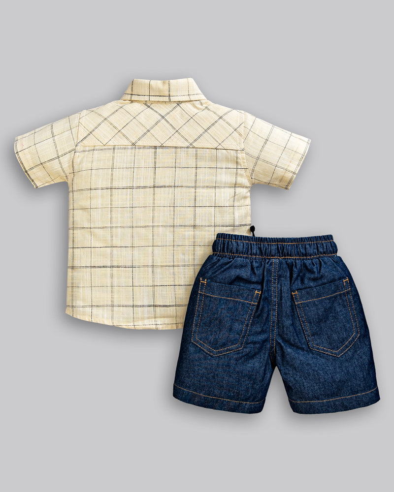 Conjunto Camisa Linho e Bermuda Jeans - ANJOS BABY