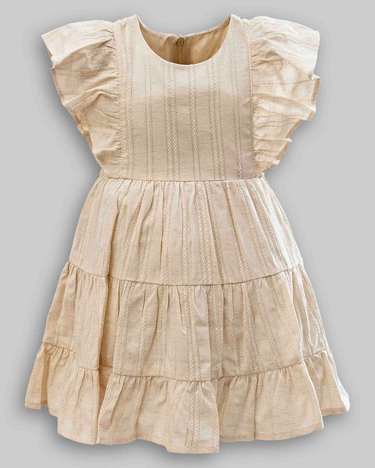 Vestido Linho Maquinetado Manga Curta - ANJOS BABY