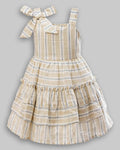 Vestido Linho Maquinetado Listrado - ANJOS BABY