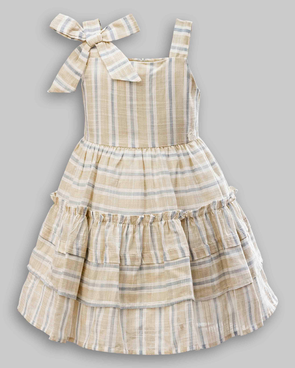 Vestido Linho Maquinetado Listrado - ANJOS BABY