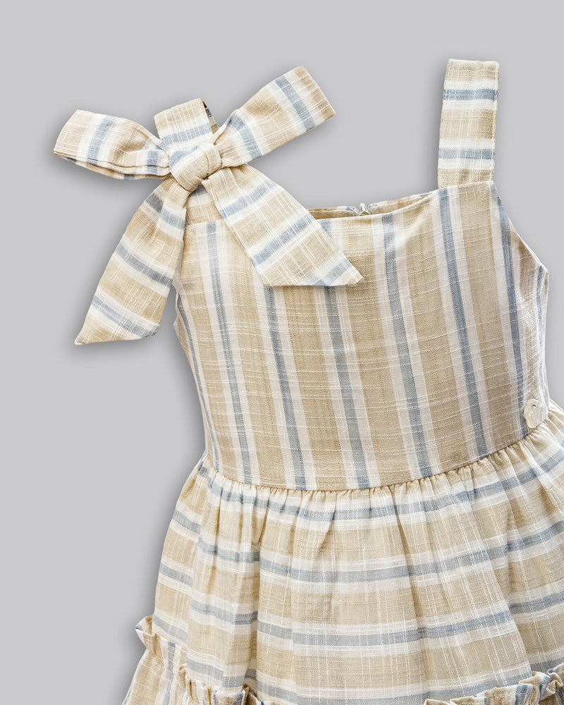 Vestido Linho Maquinetado Listrado - ANJOS BABY