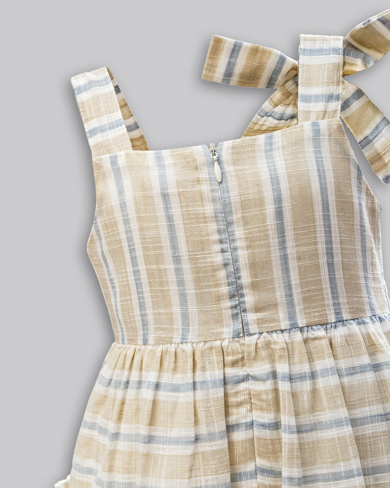 Vestido Linho Maquinetado Listrado - ANJOS BABY