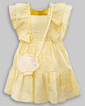 Vestido Algodão Enrugado Manga Curta com Bolsa - ANJOS BABY