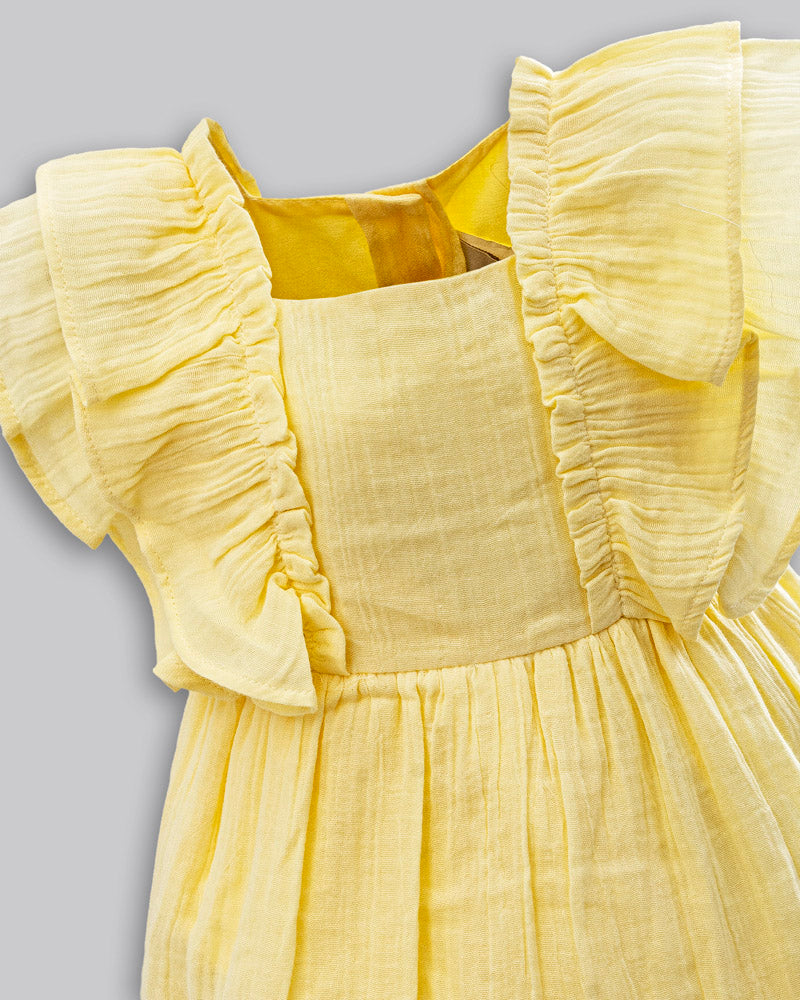 Vestido Algodão Enrugado Manga Curta com Bolsa - ANJOS BABY