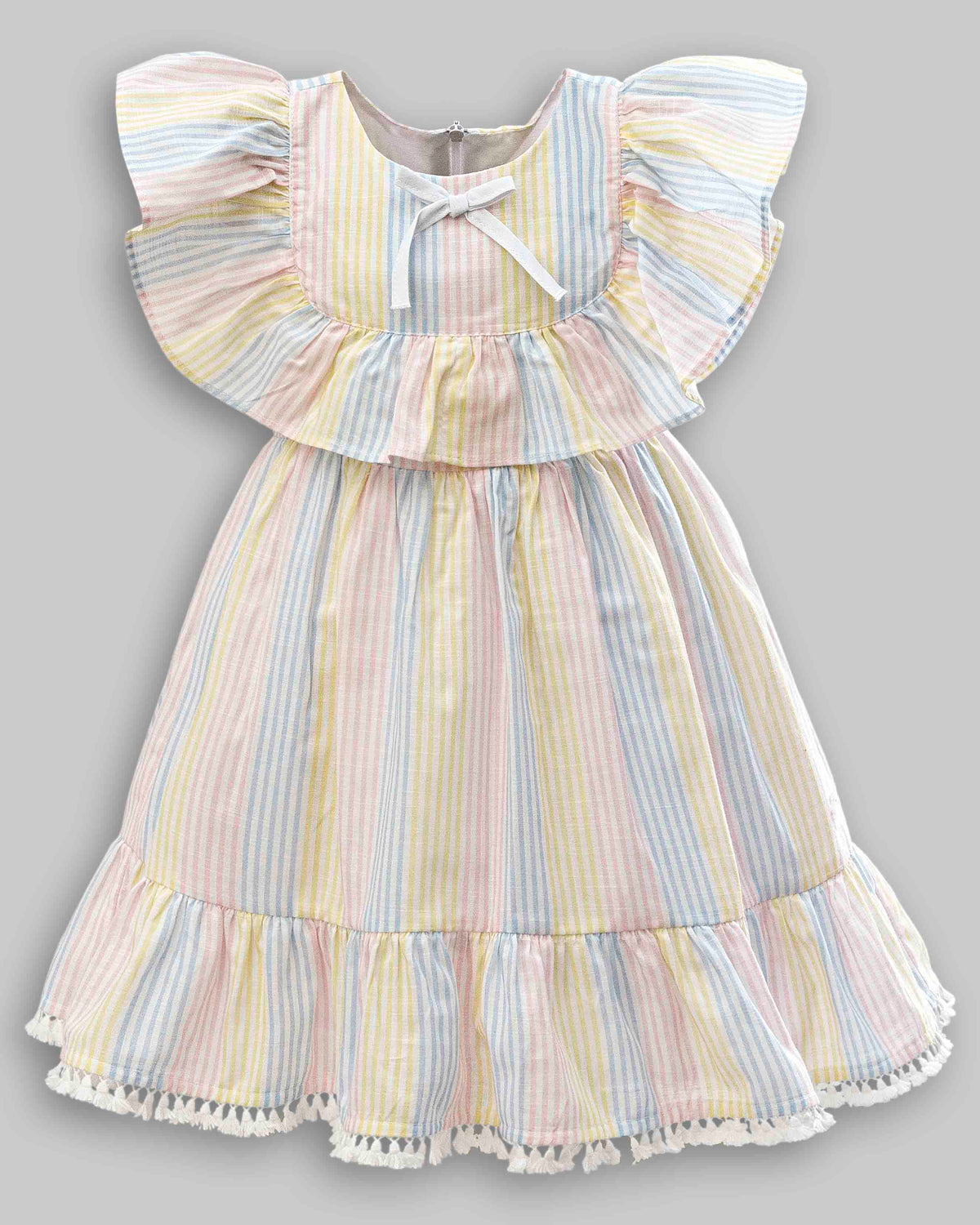 Vestido Tricoline Flamê Listrado - ANJOS BABY