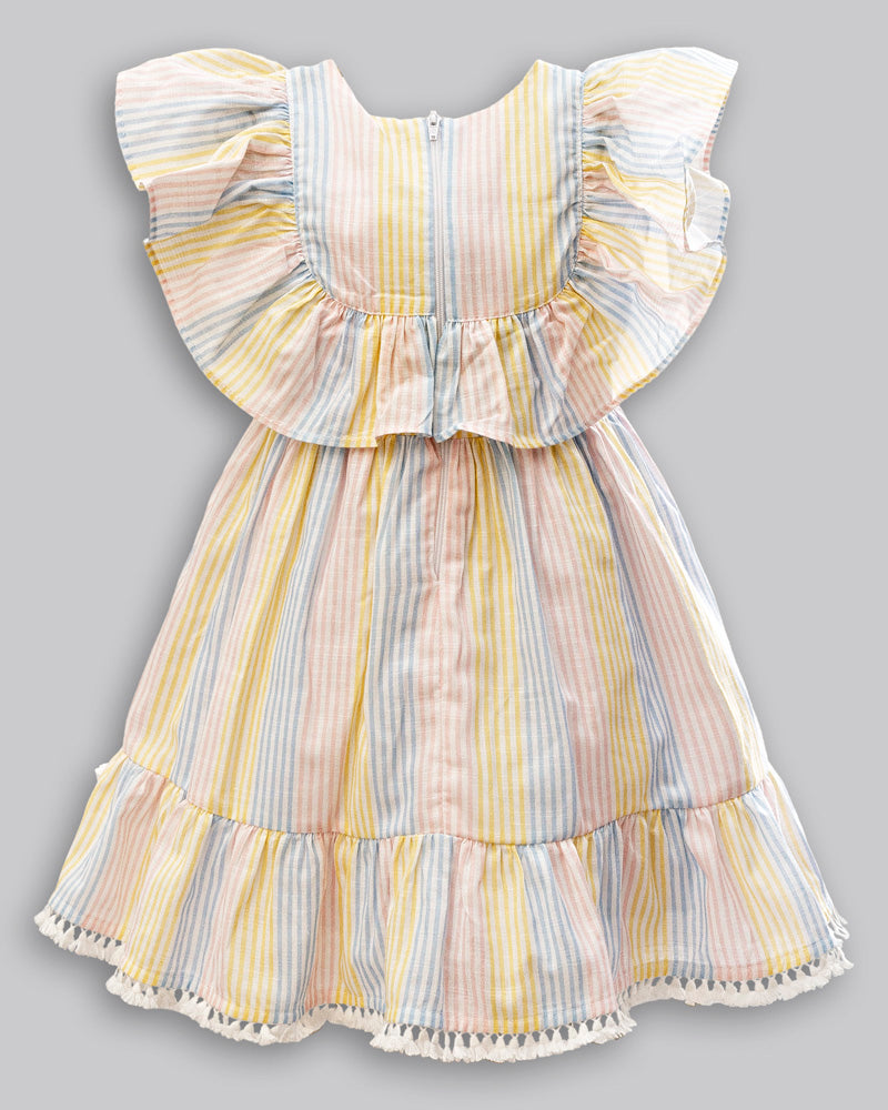 Vestido Tricoline Flamê Listrado - ANJOS BABY