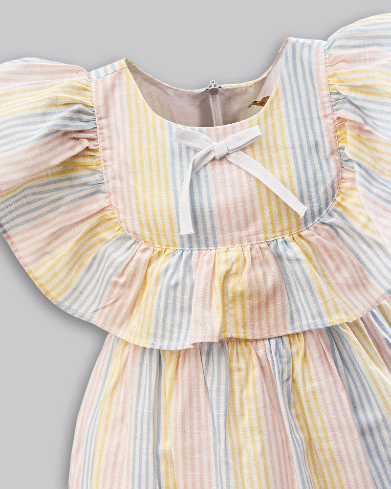 Vestido Tricoline Flamê Listrado - ANJOS BABY