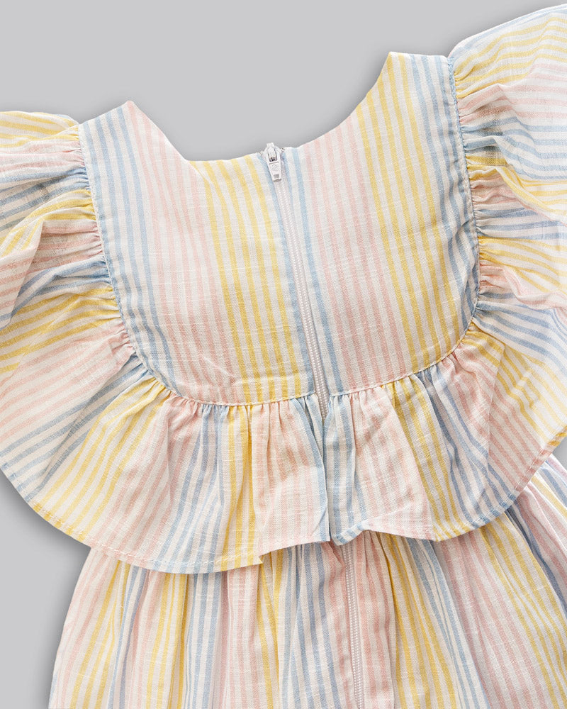Vestido Tricoline Flamê Listrado - ANJOS BABY