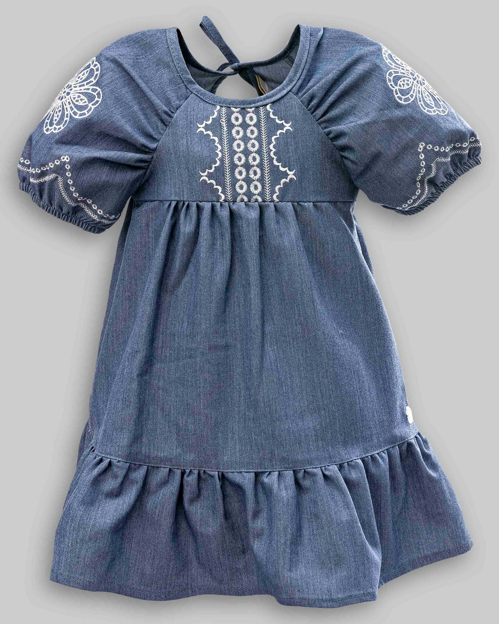 Vestido Manga Curta Chambray - ANJOS BABY