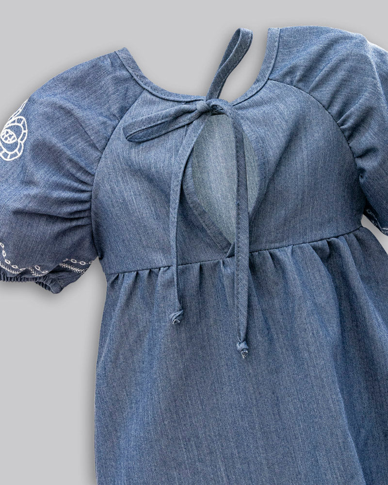 Vestido Manga Curta Chambray - ANJOS BABY
