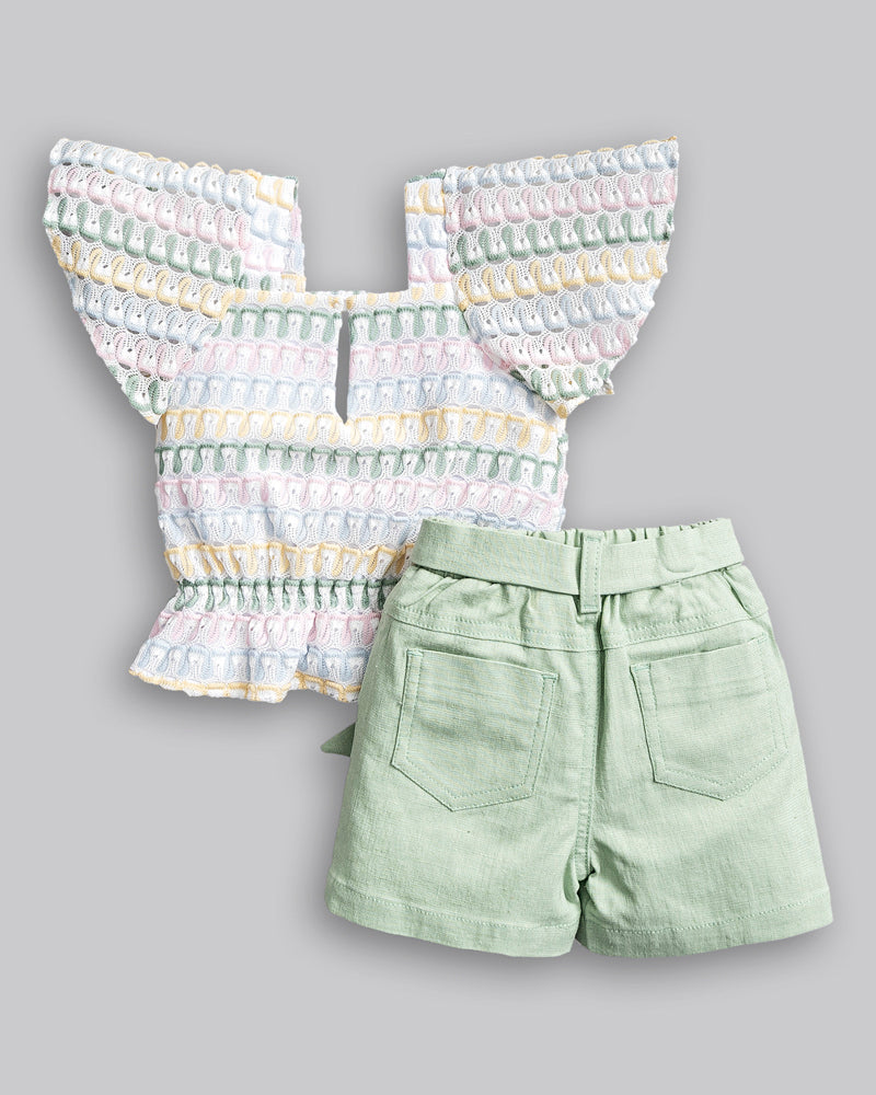 Conjunto Bata Crochê e Short Linho - ANJOS BABY