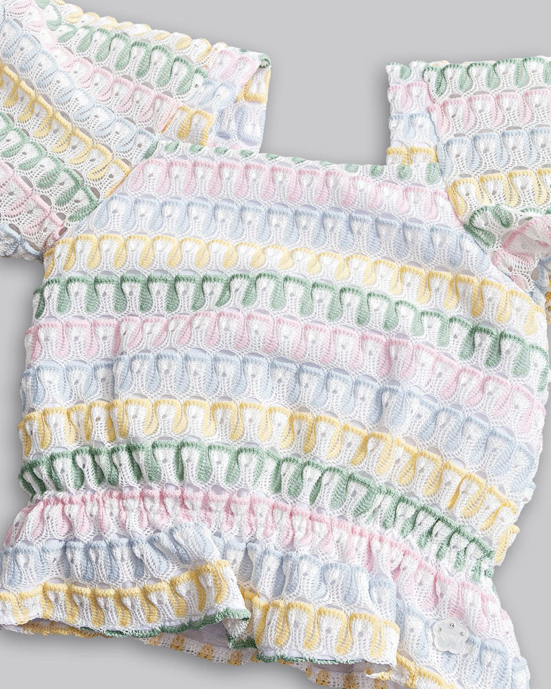 Conjunto Bata Crochê e Short Linho - ANJOS BABY