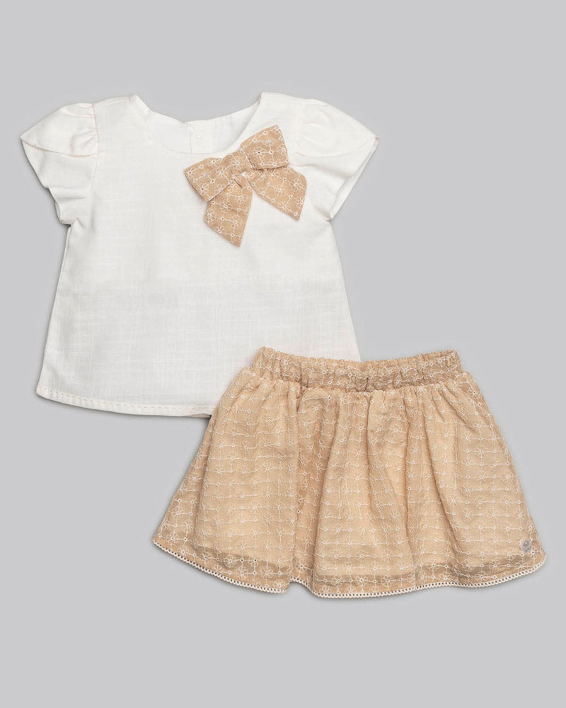 Conjunto Blusa Linho e Saia Chiffon - ANJOS BABY