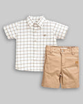 Conjunto Camisa Maquinetado Xadrez e Bermuda Sarja - ANJOS BABY