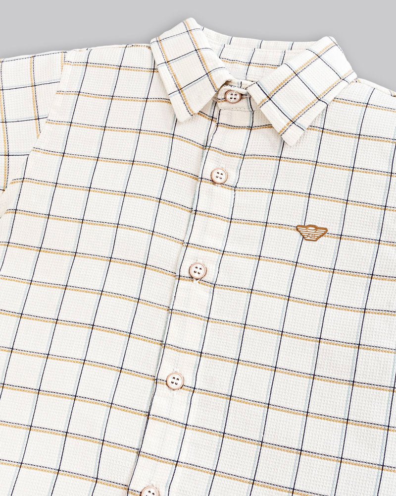 Conjunto Camisa Maquinetado Xadrez e Bermuda Sarja - ANJOS BABY