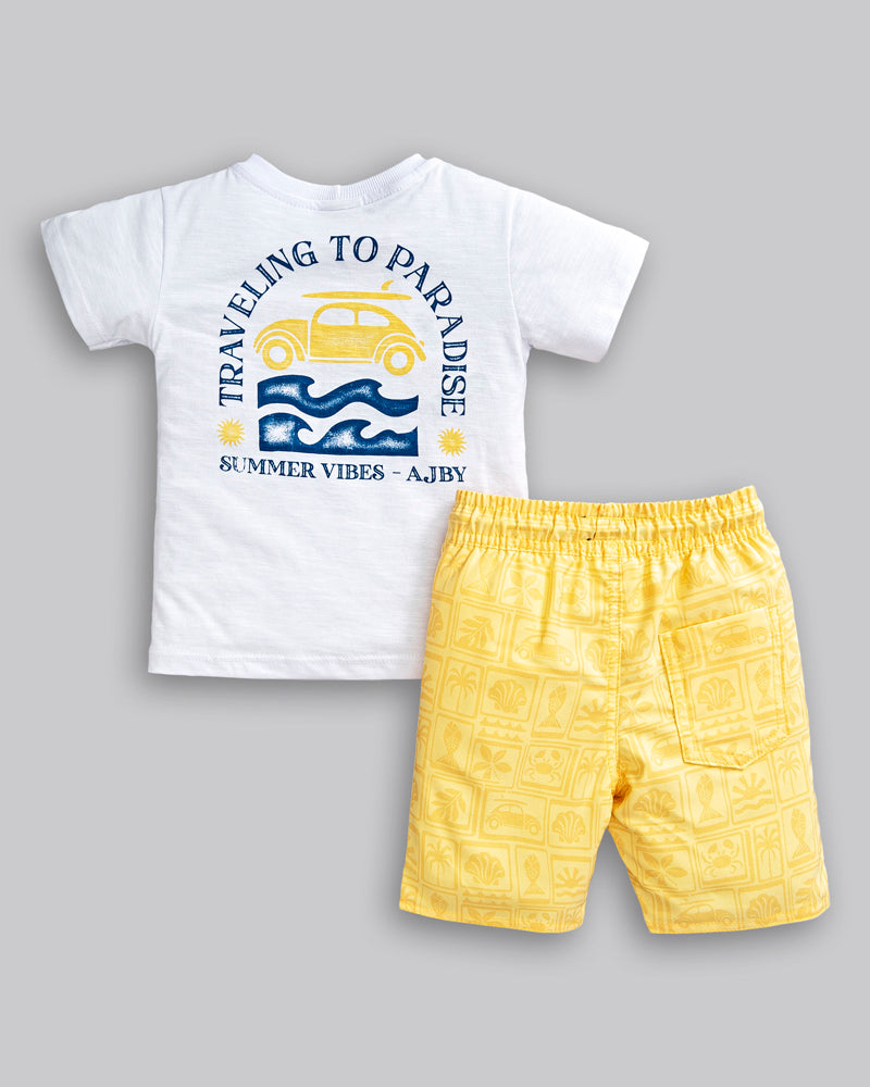 Conjunto Camiseta Malha e Bermuda Microfibra - ANJOS BABY