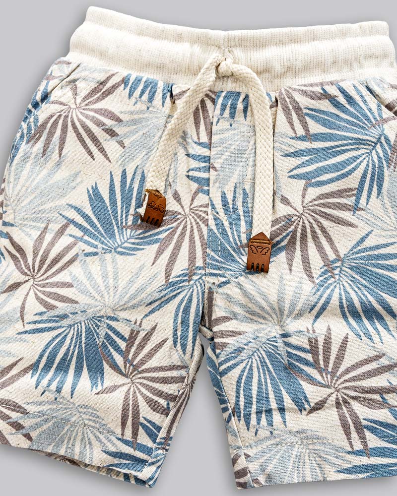 Conjunto Menino Blusa Malha Trabalhada e Bermuda Linho Tropical 100% Algodão - Anjos Baby Tam 2