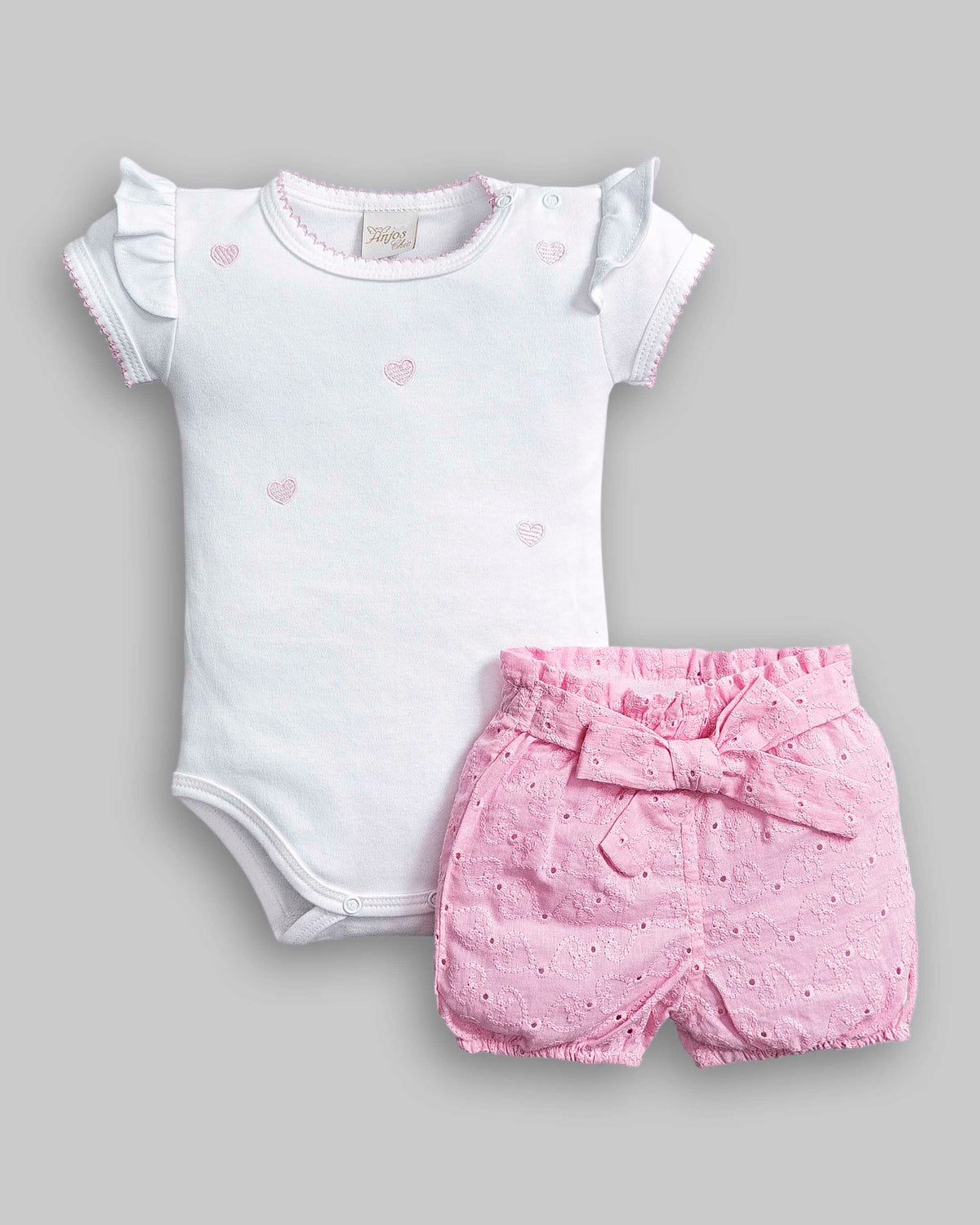 Conjunto Body Suedine Manga Curta e Short Laise  - ANJOS BABY