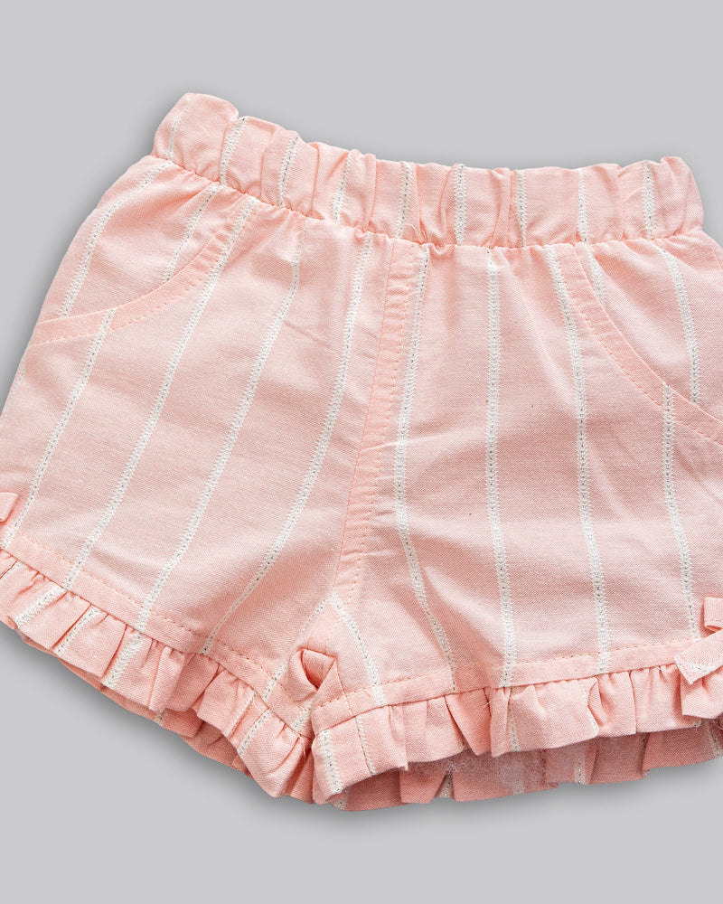 Conjunto Body Suedine Manga Curta e Short Tricoline Listrado - ANJOS BABY