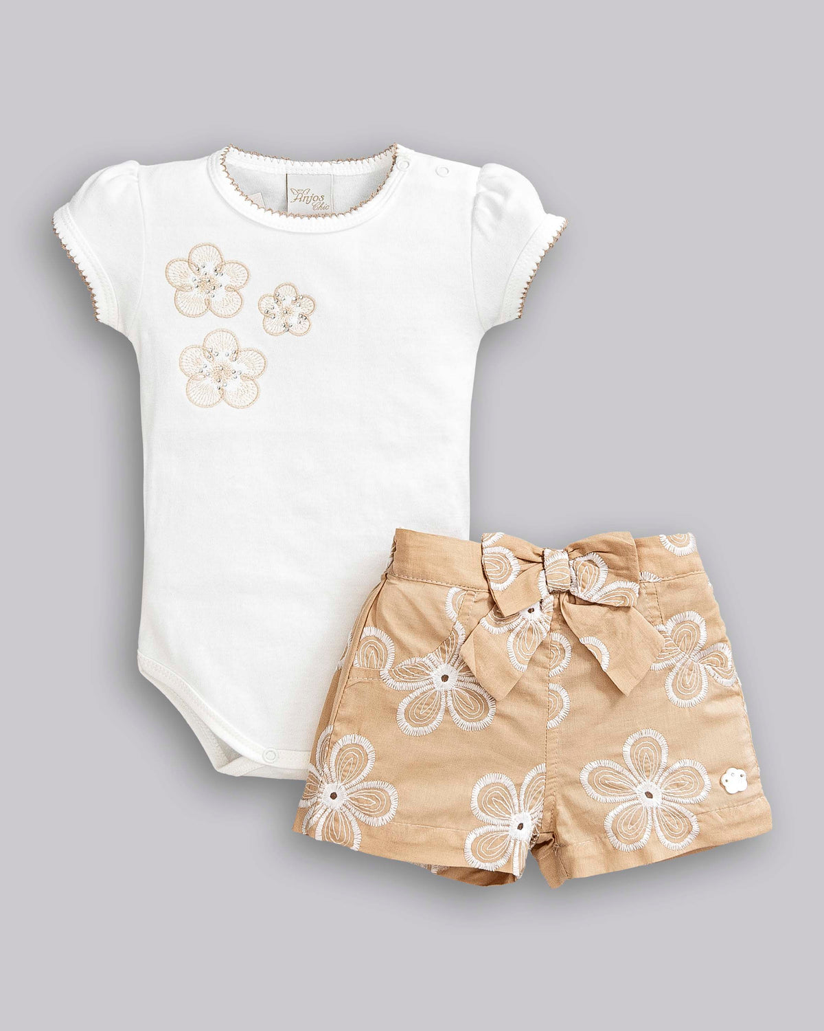 Conjunto Body Manga Curta Suedine e Short Laise - ANJOS BABY
