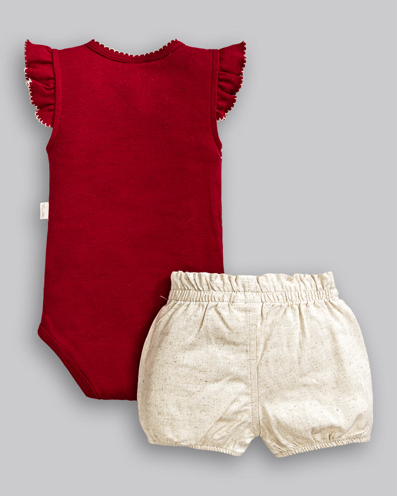 Conjunto Body Suedine Manga Curta e Short Linho - ANJOS BABY