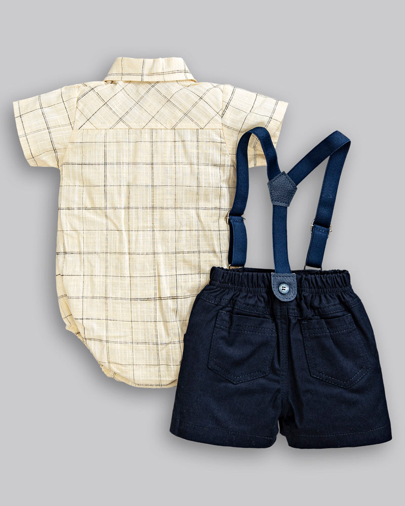 Conjunto Body Camisa Linho + Suspensório + Short Sarja - ANJOS BABY