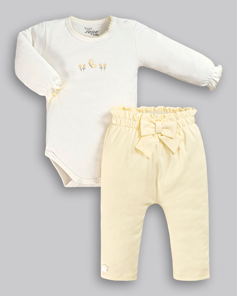 Conjunto Body Longo e Calça em Algodão Pima - ANJOS BABY