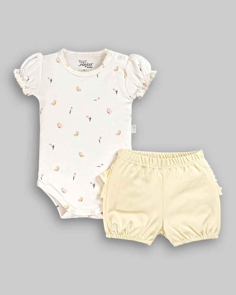 Conjunto Body e Short Algodão Pima - ANJOS BABY