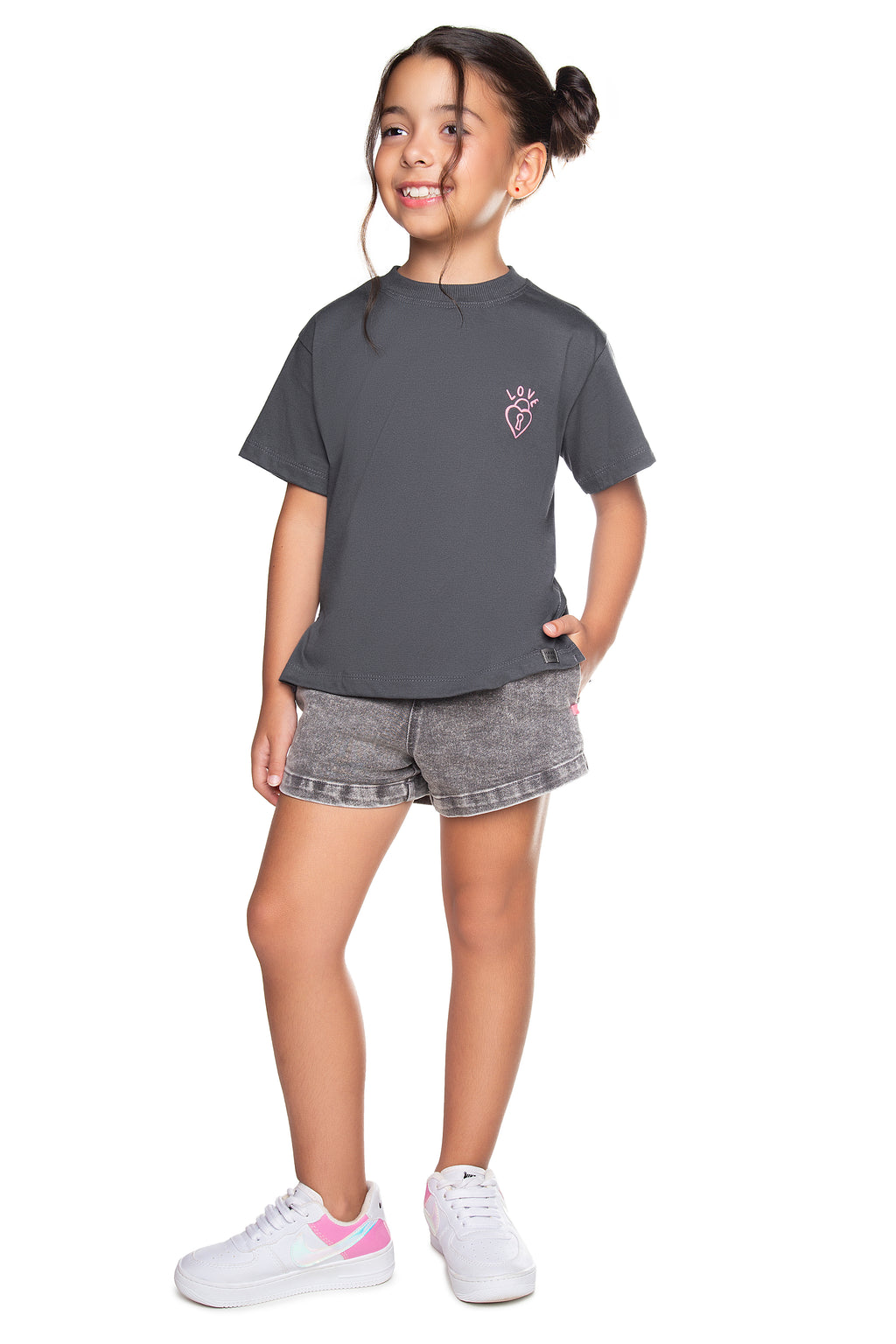 Conjunto Blusa Meia Malha e Short Jeans - HAVE FUN