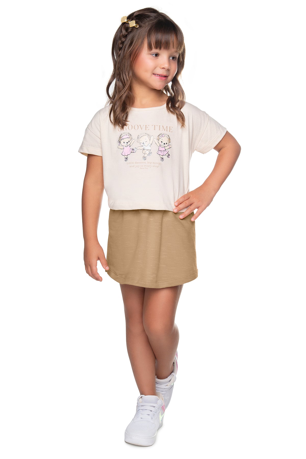 Conjunto Blusa Meia Malha e Short Saia Moletom - HAVE FUN