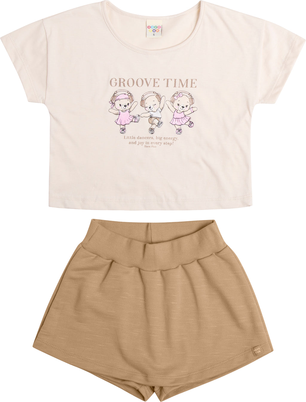 Conjunto Blusa Meia Malha e Short Saia Moletom - HAVE FUN