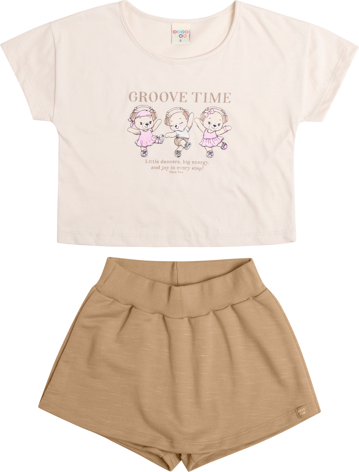 Conjunto Blusa Meia Malha e Short Saia Moletom - HAVE FUN