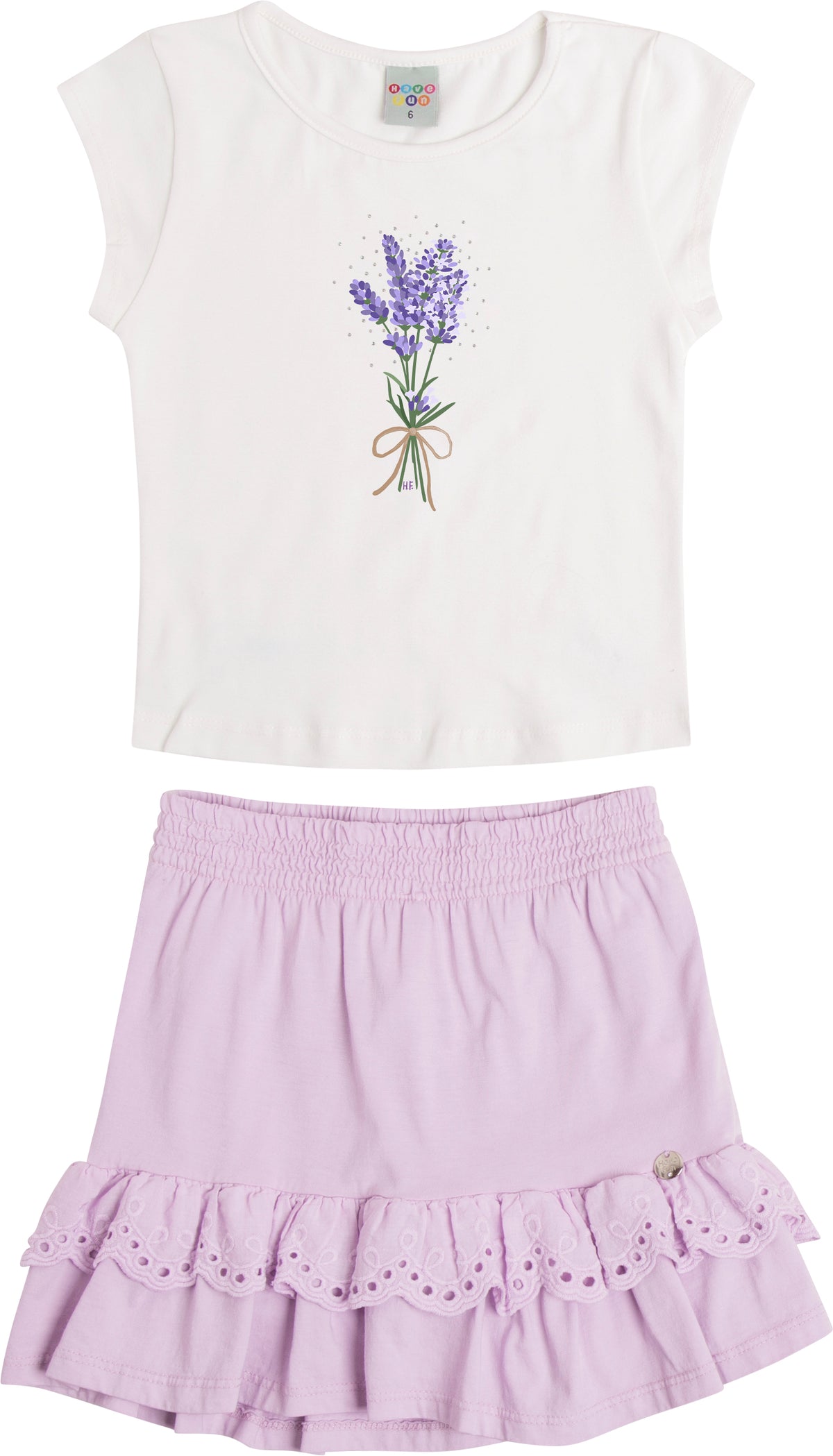 Conjunto Blusa Cotton e Saia Meia Malha Laise - HAVE FUN