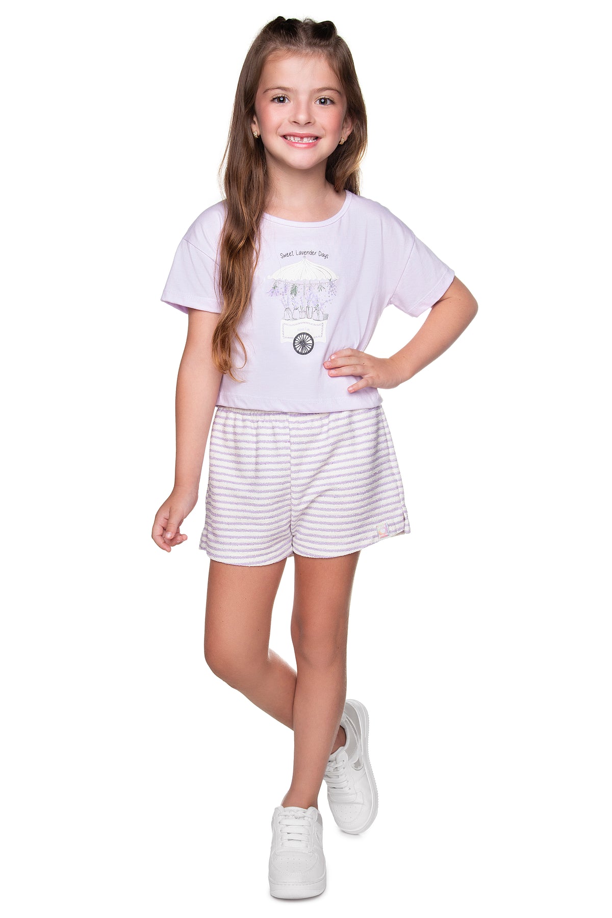 Conjunto Blusa Meia Malha e Short Moletinho Lurex - HAVE FUN
