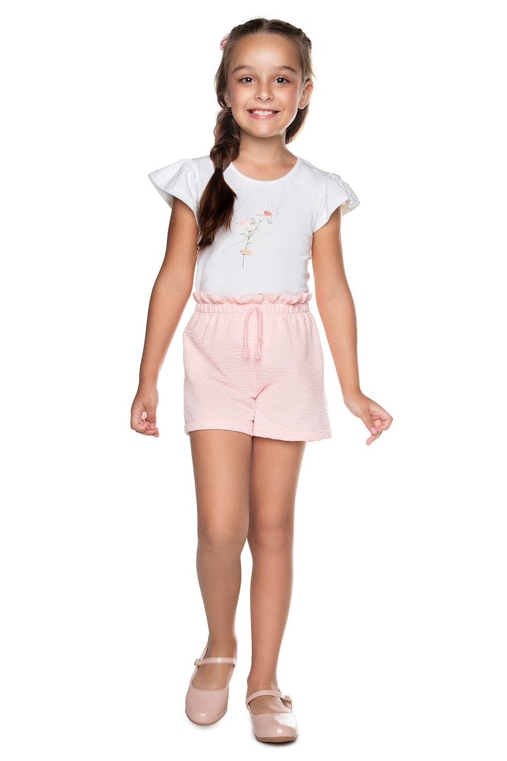 Conjunto Blusa Cotton e Short Malha Trabalhada - HAVE FUN
