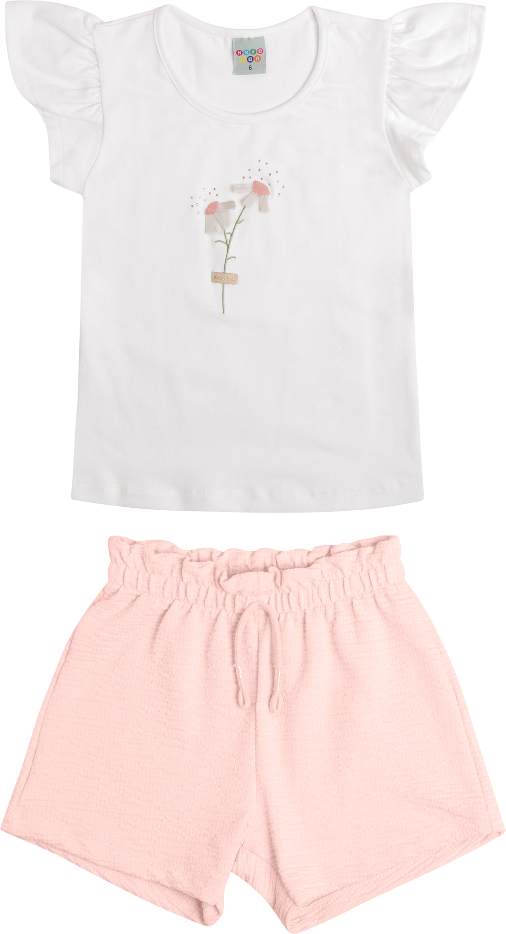 Conjunto Blusa Cotton e Short Malha Trabalhada - HAVE FUN