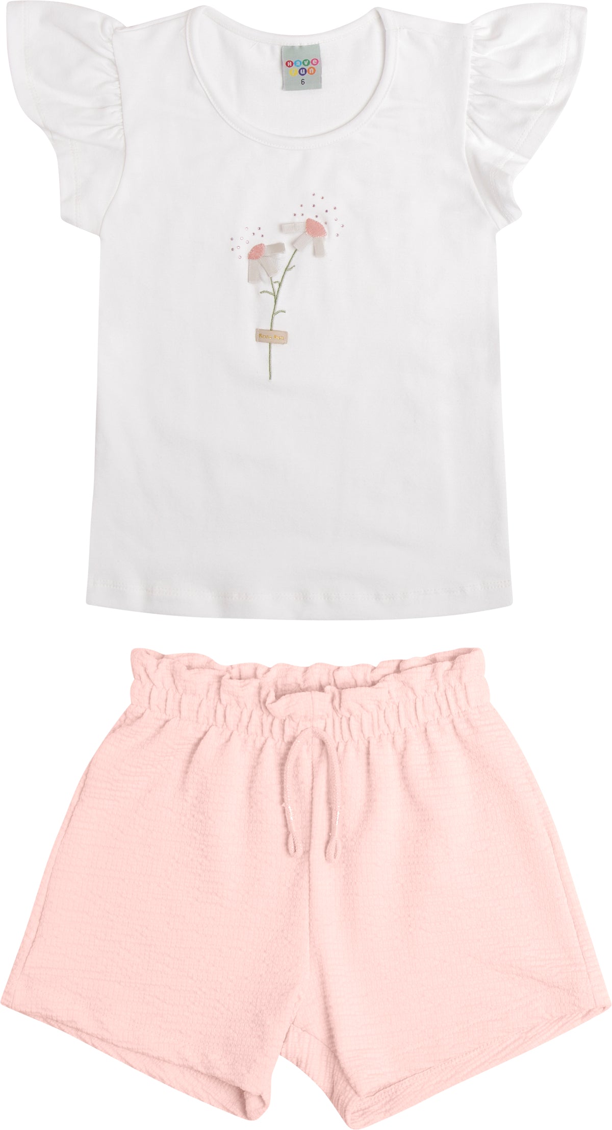 Conjunto Blusa Cotton e Short Malha Trabalhada - HAVE FUN