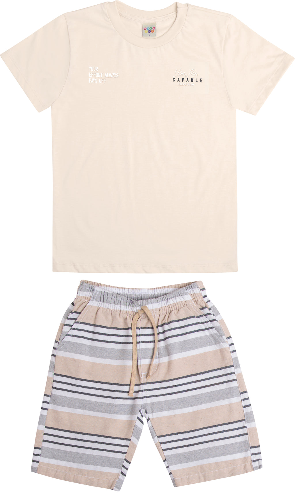 Conjunto Camiseta Meia Malha e Bermuda Linho - HAVE FUN