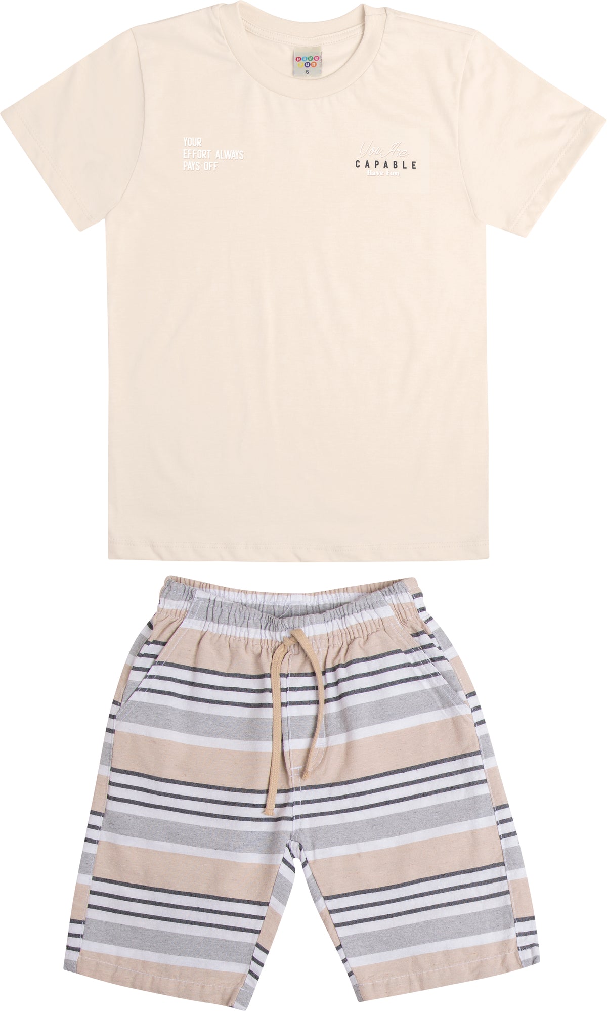 Conjunto Camiseta Meia Malha e Bermuda Linho - HAVE FUN