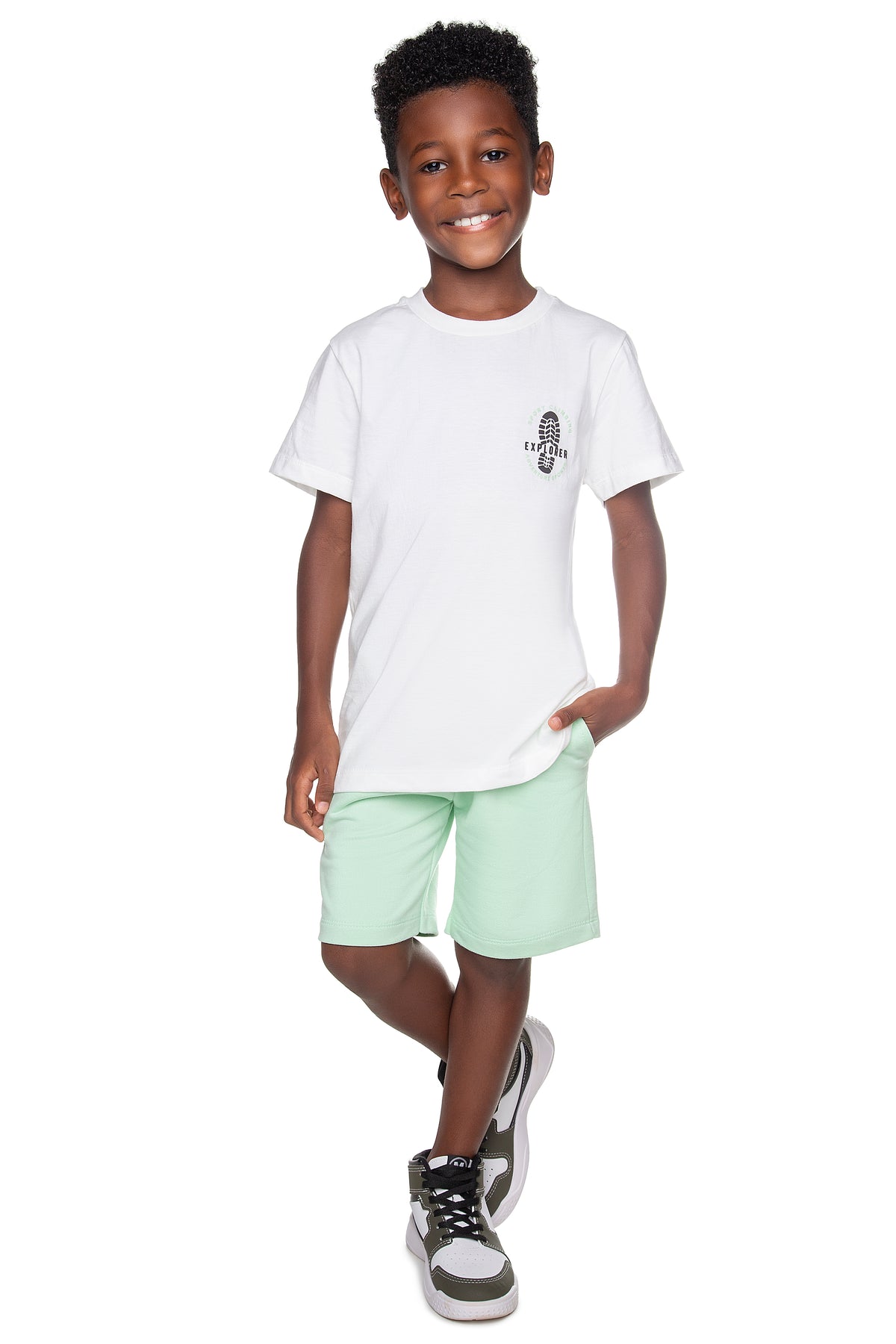 Conjunto Camiseta Meia Malha e Bermuda Moletom - HAVE FUN