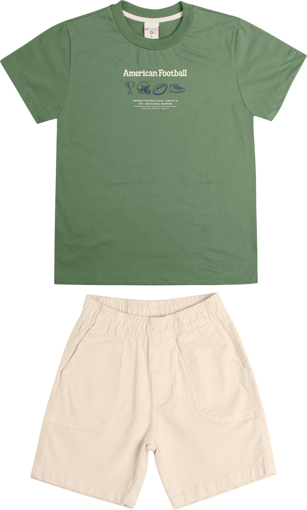 Conjunto Camiseta Meia Malha e Bermuda Sarja - HAVE FUN