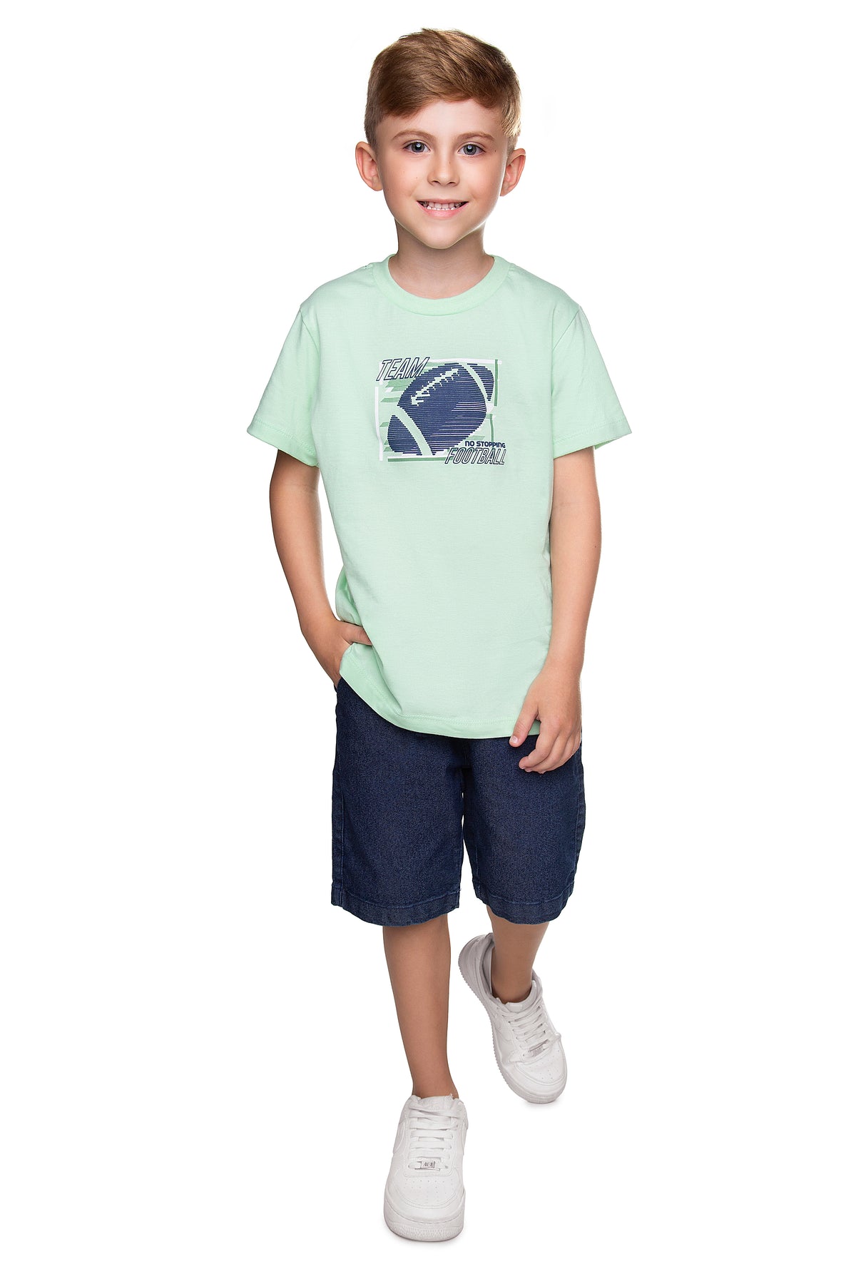 Conjunto Camiseta Meia Malha e Bermuda Jeans - HAVE FUN
