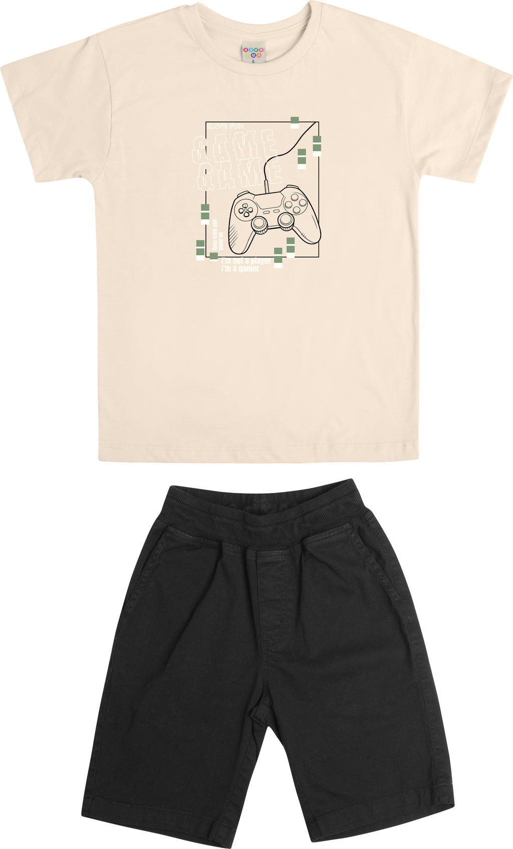 Conjunto Camiseta Meia Malha e Bermuda Sarja - HAVE FUN