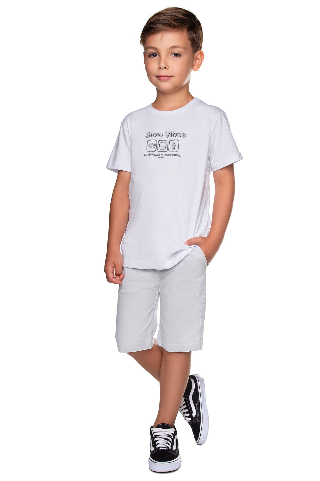 Conjunto Camiseta Meia Malha e Bermuda Sarja - HAVE FUN