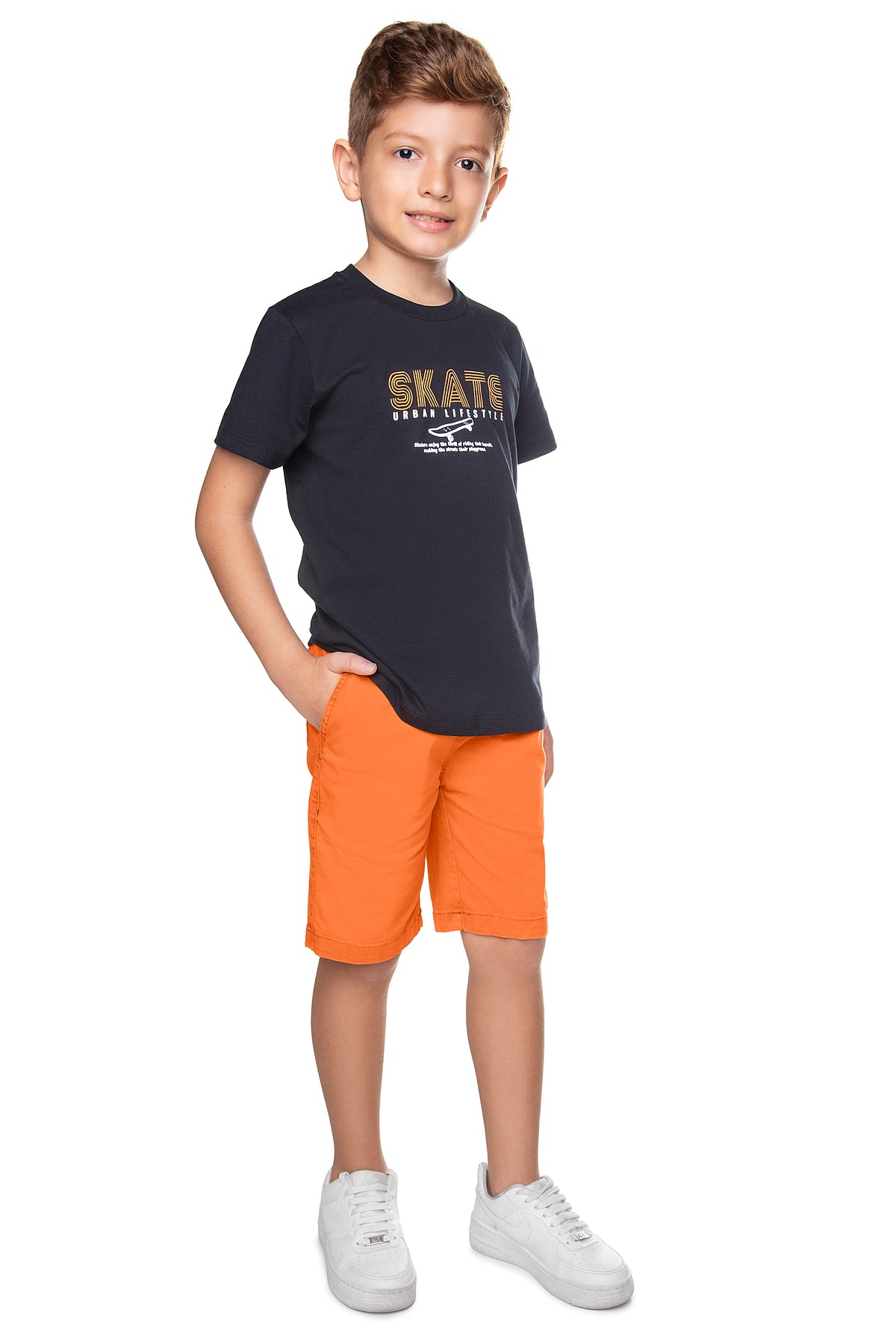 Conjunto Camiseta Meia Malha e Bermuda Sarja - HAVE FUN