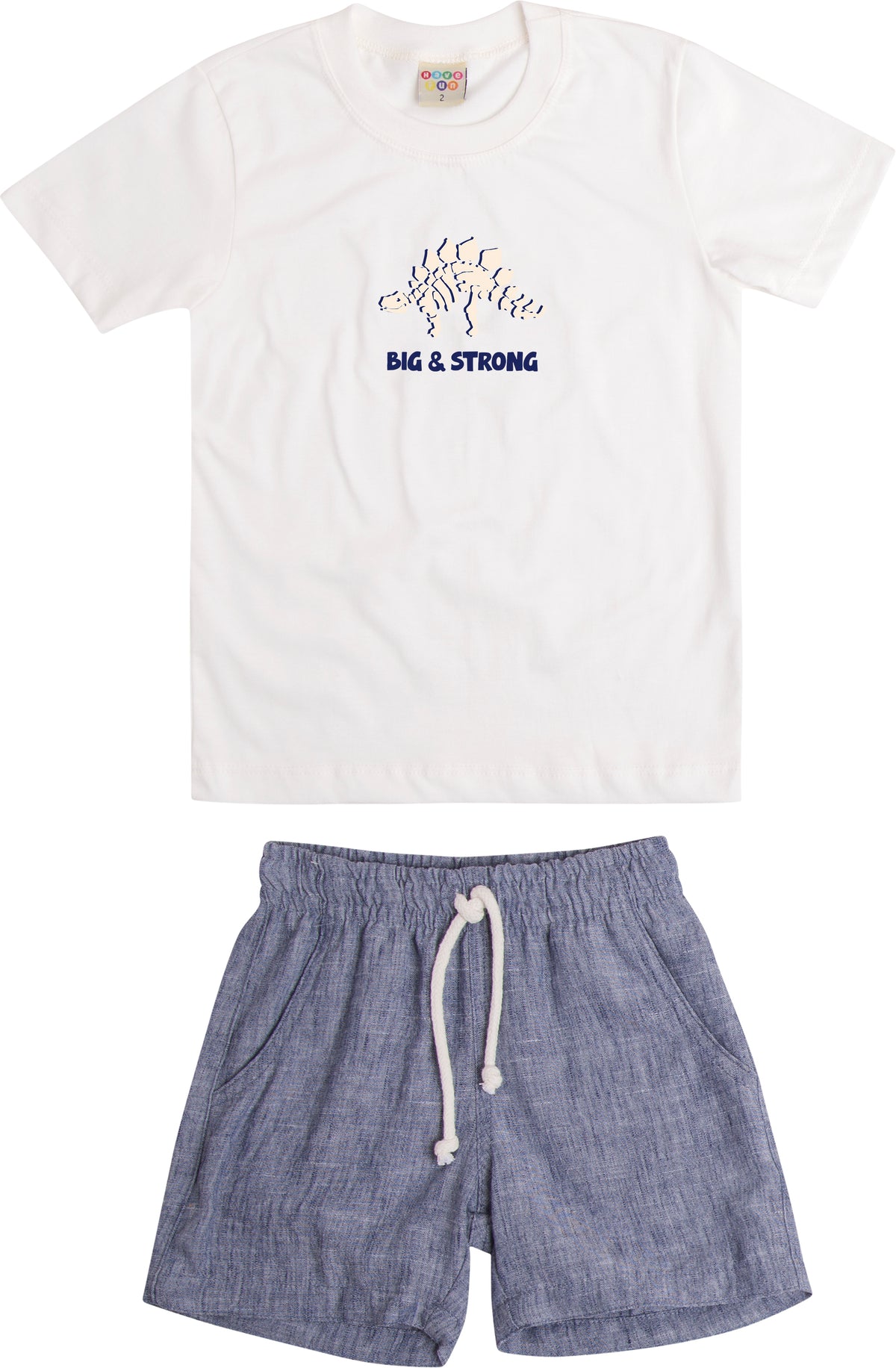 Conjunto Camiseta Meia Malha e Bermuda Linho - HAVE FUN