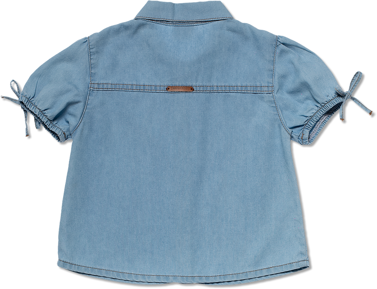 Camisa Jeans Manga Franzida - MANIA KIDS